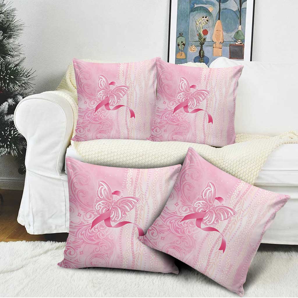 Breast Cancer Awareness Pillow Cover Maile Pikake Lokelani Crown Flower Lei Inspired