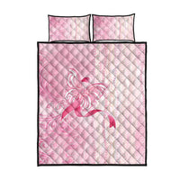 Breast Cancer Awareness Quilt Bed Set Maile Pikake Lokelani Crown Flower Lei Inspired