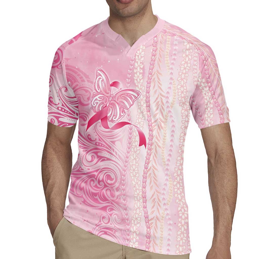 Breast Cancer Awareness Rugby Jersey Maile Pikake Lokelani Crown Flower Lei Inspired