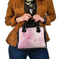 Breast Cancer Awareness Shoulder Handbag Maile Pikake Lokelani Crown Flower Lei Inspired