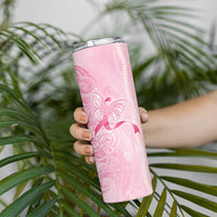 Breast Cancer Awareness Skinny Tumbler Maile Pikake Lokelani Crown Flower Lei Inspired LT9 - Polynesian Pride