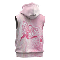 Breast Cancer Awareness Sleeveless Hoodie Maile Pikake Lokelani Crown Flower Lei Inspired LT9 - Polynesian Pride