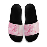 Breast Cancer Awareness Slide Sandals Maile Pikake Lokelani Crown Flower Lei Inspired