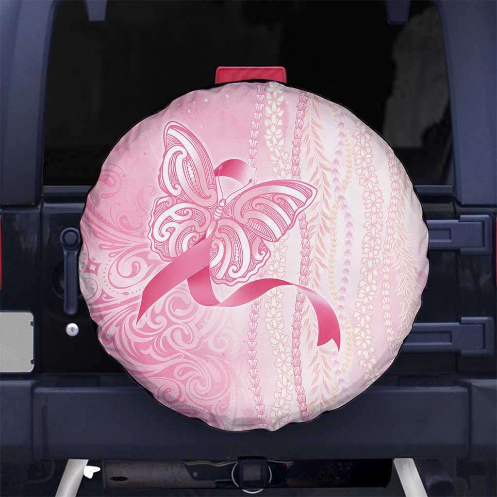 Breast Cancer Awareness Spare Tire Cover Maile Pikake Lokelani Crown Flower Lei Inspired LT9 No hole Pink - Polynesian Pride
