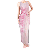 Breast Cancer Awareness Tank Maxi Dress Maile Pikake Lokelani Crown Flower Lei Inspired LT9 Women Pink - Polynesian Pride