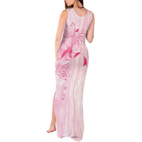 Breast Cancer Awareness Tank Maxi Dress Maile Pikake Lokelani Crown Flower Lei Inspired LT9 - Polynesian Pride