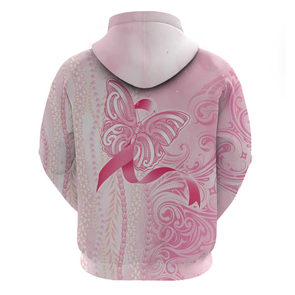 Breast Cancer Awareness Zip Hoodie Maile Pikake Lokelani Crown Flower Lei Inspired LT9 - Polynesian Pride