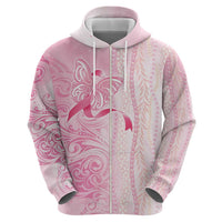 Breast Cancer Awareness Zip Hoodie Maile Pikake Lokelani Crown Flower Lei Inspired LT9 - Polynesian Pride