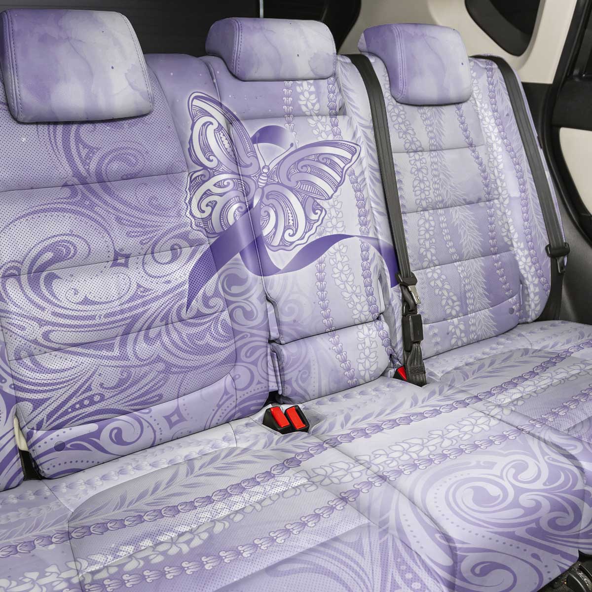 Epilepsy Awareness Back Car Seat Cover Maile Pikake Lokelani Crown Flower Lei Inspired