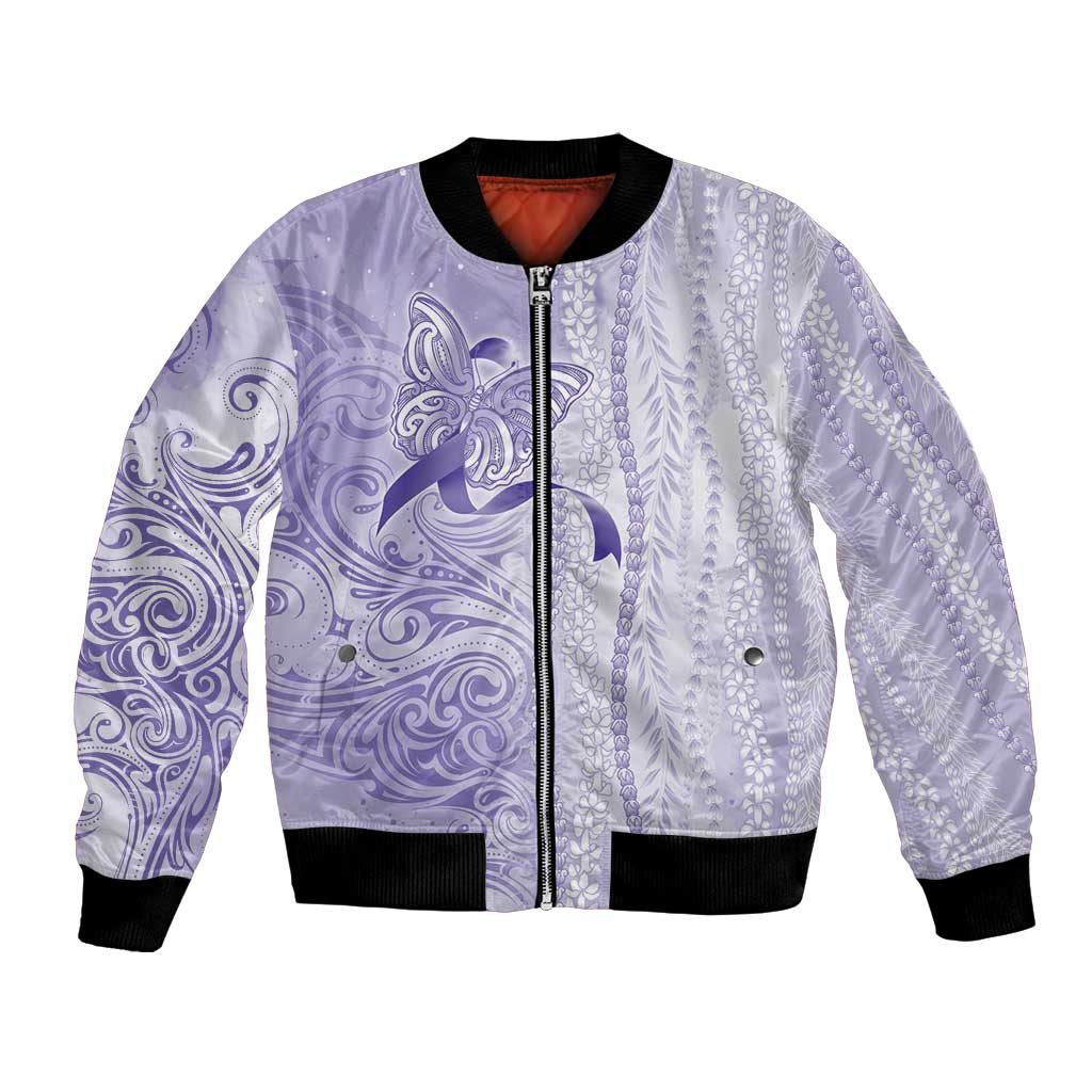 Epilepsy Awareness Bomber Jacket Maile Pikake Lokelani Crown Flower Lei Inspired