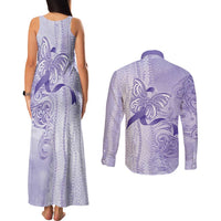 Epilepsy Awareness Couples Matching Tank Maxi Dress and Long Sleeve Button Shirt Maile Pikake Lokelani Crown Flower Lei Inspired LT9 - Polynesian Pride