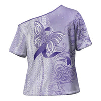 Epilepsy Awareness Cross Shoulder Shirt Maile Pikake Lokelani Crown Flower Lei Inspired LT9 - Polynesian Pride