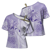 Epilepsy Awareness Cross Shoulder Shirt Maile Pikake Lokelani Crown Flower Lei Inspired LT9 - Polynesian Pride