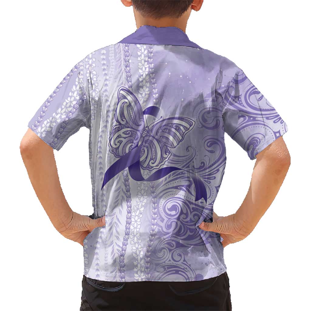Epilepsy Awareness Family Matching Off The Shoulder Long Sleeve Dress and Hawaiian Shirt Maile Pikake Lokelani Crown Flower Lei Inspired LT9 - Polynesian Pride