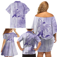 Epilepsy Awareness Family Matching Off Shoulder Short Dress and Hawaiian Shirt Maile Pikake Lokelani Crown Flower Lei Inspired LT9 - Polynesian Pride