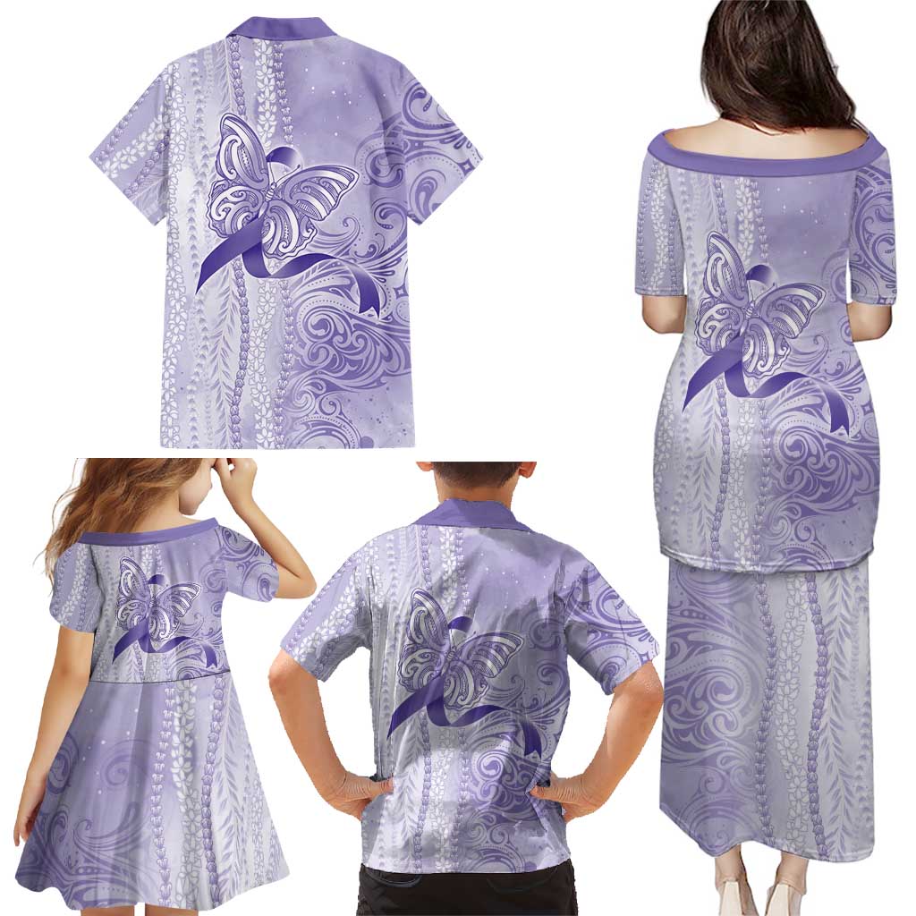 Epilepsy Awareness Family Matching Puletasi and Hawaiian Shirt Maile Pikake Lokelani Crown Flower Lei Inspired LT9 - Polynesian Pride