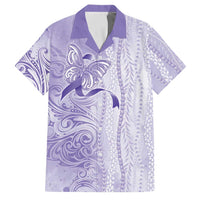 Epilepsy Awareness Family Matching Tank Maxi Dress and Hawaiian Shirt Maile Pikake Lokelani Crown Flower Lei Inspired LT9 Dad's Shirt - Short Sleeve Purple - Polynesian Pride