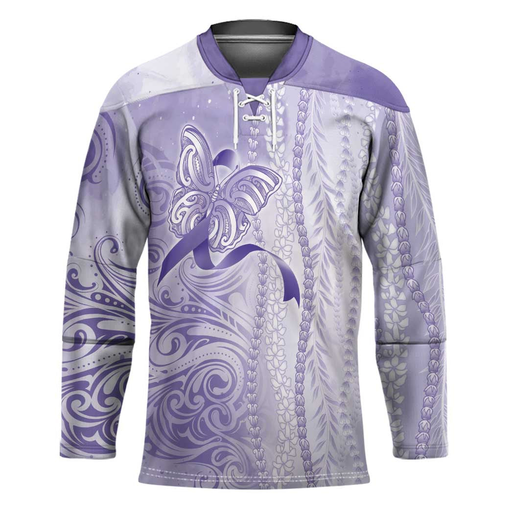 Epilepsy Awareness Hockey Jersey Maile Pikake Lokelani Crown Flower Lei Inspired LT9 Unisex Purple - Polynesian Pride