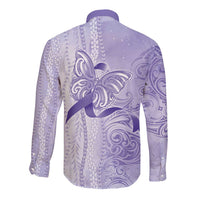 Epilepsy Awareness Long Sleeve Button Shirt Maile Pikake Lokelani Crown Flower Lei Inspired