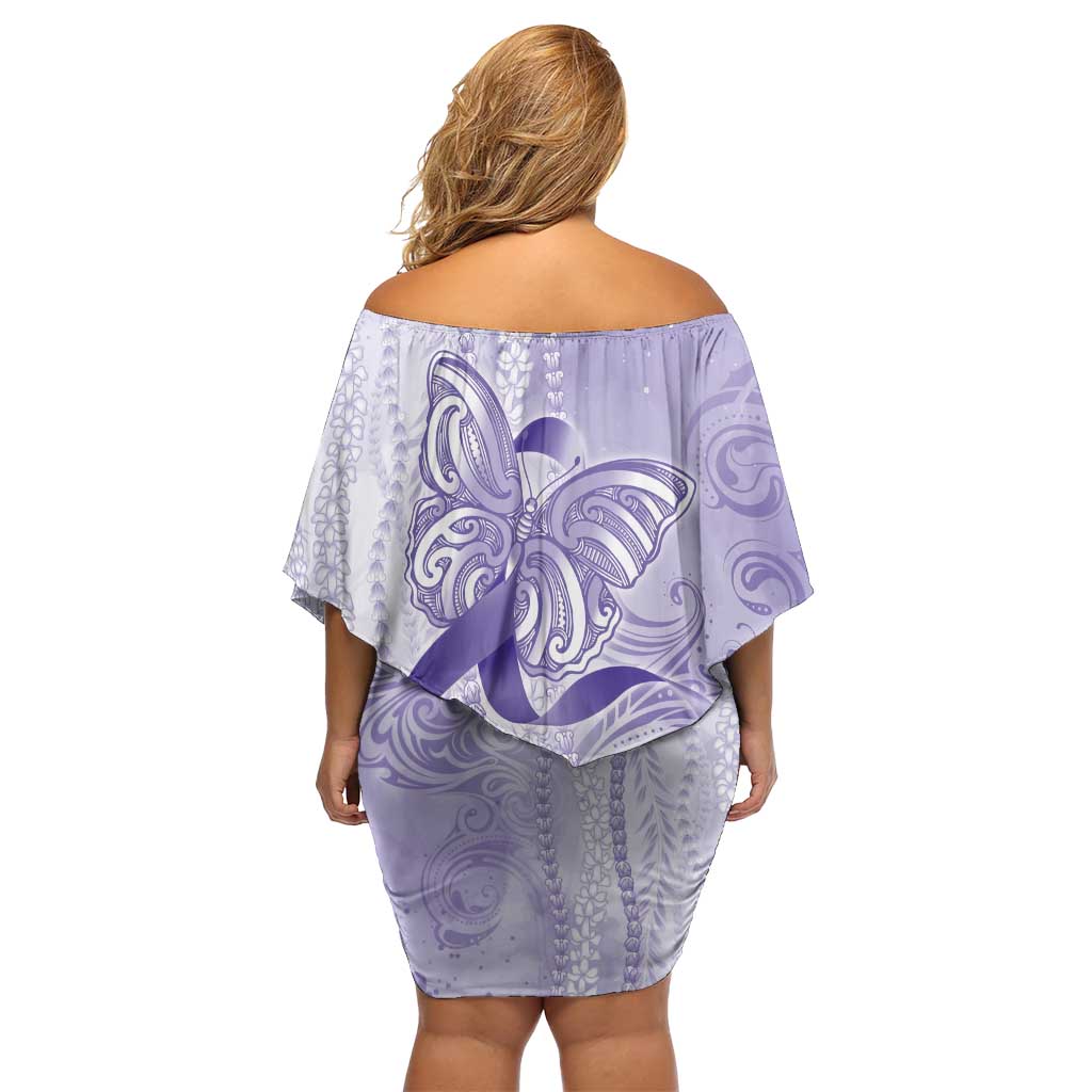 Epilepsy Awareness Off Shoulder Short Dress Maile Pikake Lokelani Crown Flower Lei Inspired LT9 - Polynesian Pride
