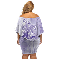 Epilepsy Awareness Off Shoulder Short Dress Maile Pikake Lokelani Crown Flower Lei Inspired LT9 - Polynesian Pride