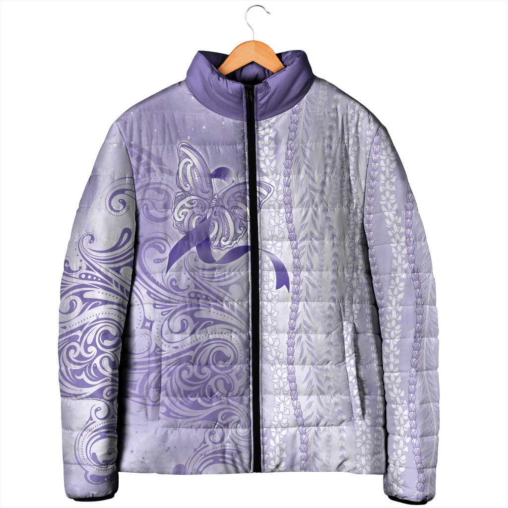 Epilepsy Awareness Padded Jacket Maile Pikake Lokelani Crown Flower Lei Inspired