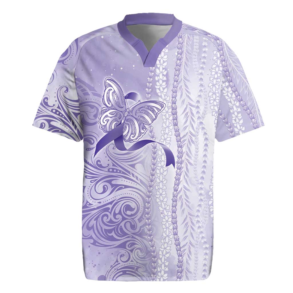 Epilepsy Awareness Rugby Jersey Maile Pikake Lokelani Crown Flower Lei Inspired