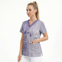 Epilepsy Awareness Scrub Top Maile Pikake Lokelani Crown Flower Lei Inspired