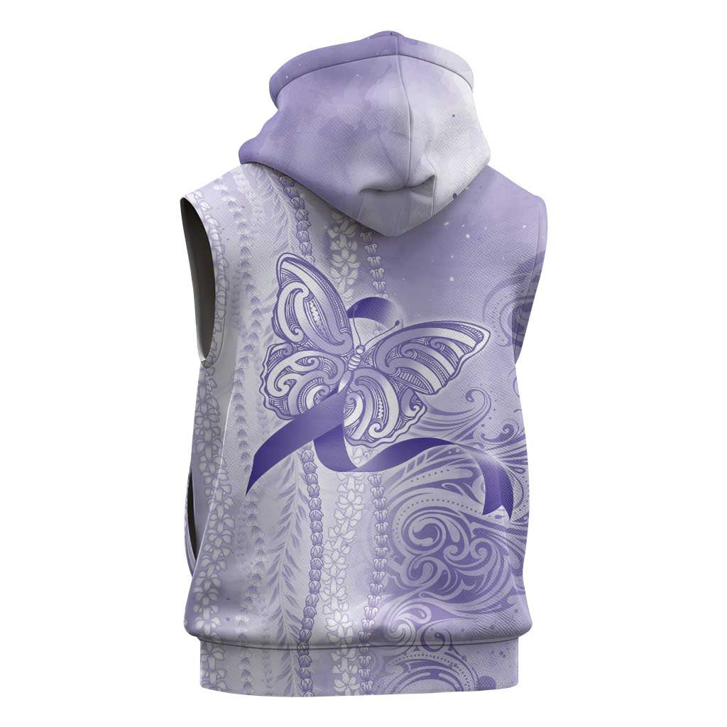 Epilepsy Awareness Sleeveless Hoodie Maile Pikake Lokelani Crown Flower Lei Inspired