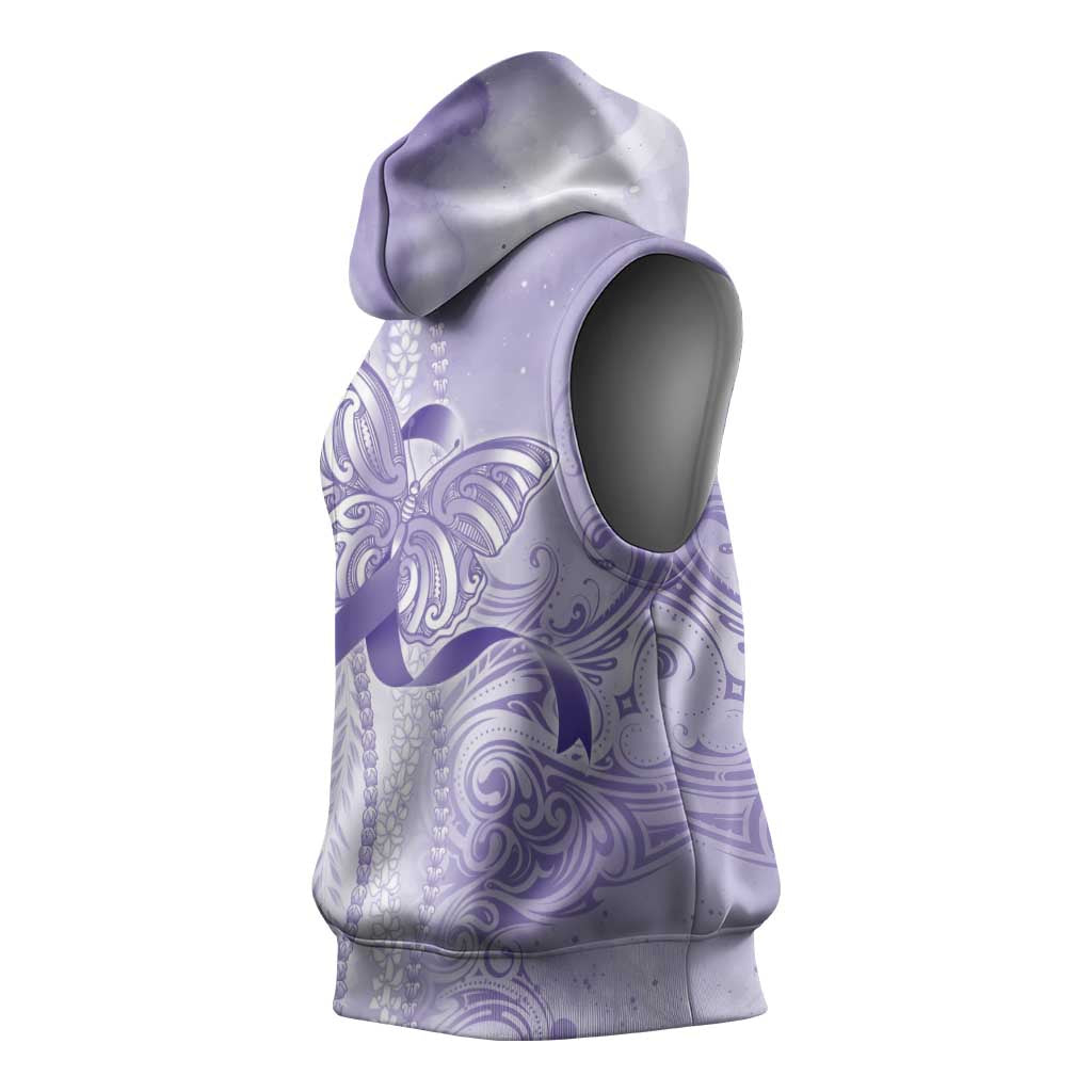Epilepsy Awareness Sleeveless Hoodie Maile Pikake Lokelani Crown Flower Lei Inspired