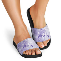 Epilepsy Awareness Slide Sandals Maile Pikake Lokelani Crown Flower Lei Inspired