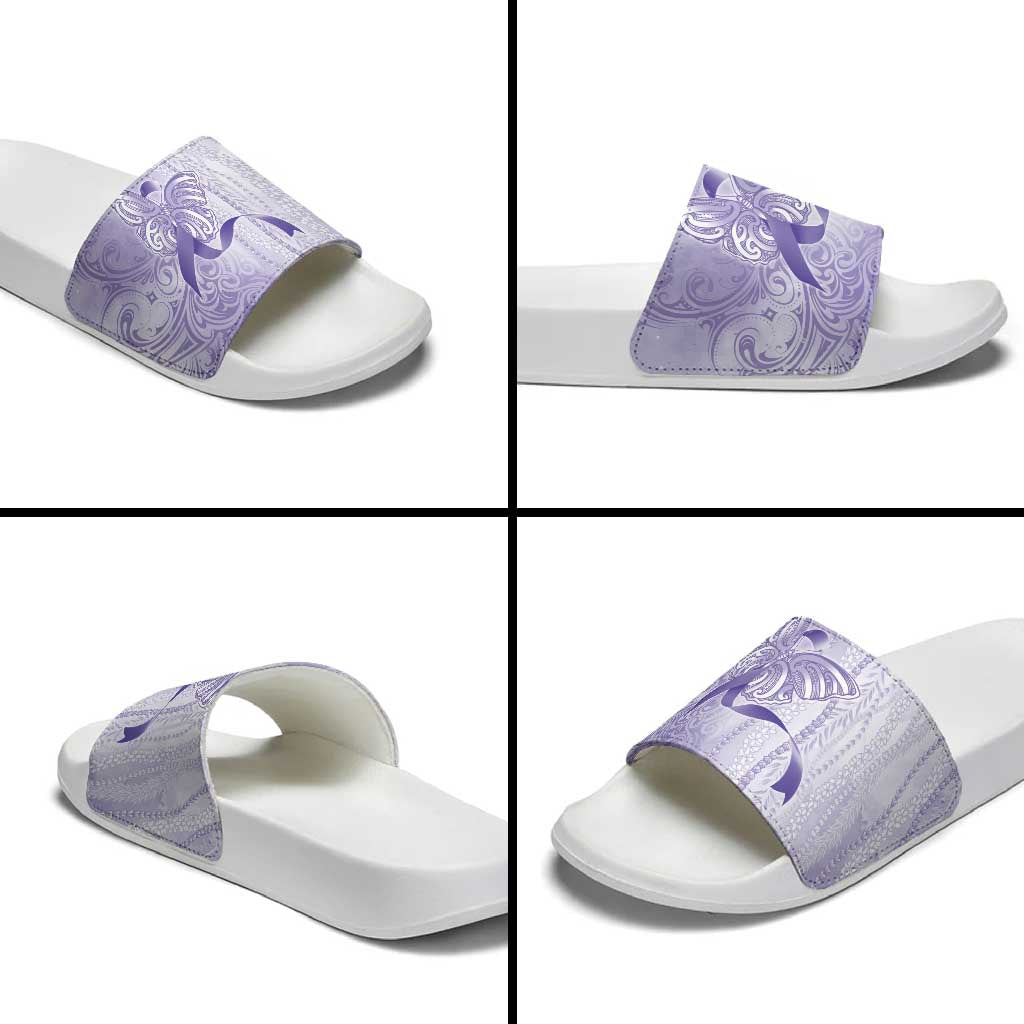 Epilepsy Awareness Slide Sandals Maile Pikake Lokelani Crown Flower Lei Inspired