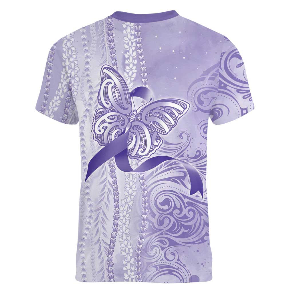 Epilepsy Awareness Women V-Neck T-Shirt Maile Pikake Lokelani Crown Flower Lei Inspired LT9 - Polynesian Pride