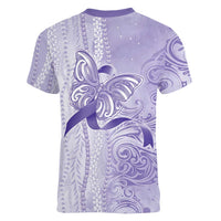 Epilepsy Awareness Women V-Neck T-Shirt Maile Pikake Lokelani Crown Flower Lei Inspired LT9 - Polynesian Pride
