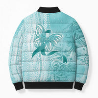 PTSD Awareness Bomber Puffer Jacket Maile Pikake Lokelani Crown Flower Lei Inspired