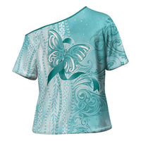 PTSD Awareness Cross Shoulder Shirt Maile Pikake Lokelani Crown Flower Lei Inspired