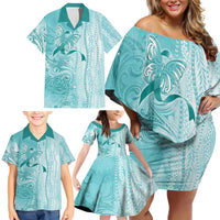 PTSD Awareness Family Matching Off Shoulder Short Dress and Hawaiian Shirt Maile Pikake Lokelani Crown Flower Lei Inspired LT9 - Polynesian Pride
