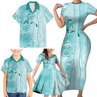 PTSD Awareness Family Matching Short Sleeve Bodycon Dress and Hawaiian Shirt Maile Pikake Lokelani Crown Flower Lei Inspired LT9 - Polynesian Pride