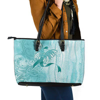 PTSD Awareness Leather Tote Bag Maile Pikake Lokelani Crown Flower Lei Inspired