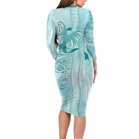 PTSD Awareness Long Sleeve Bodycon Dress Maile Pikake Lokelani Crown Flower Lei Inspired