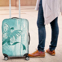 PTSD Awareness Luggage Cover Maile Pikake Lokelani Crown Flower Lei Inspired LT9 Teal - Polynesian Pride