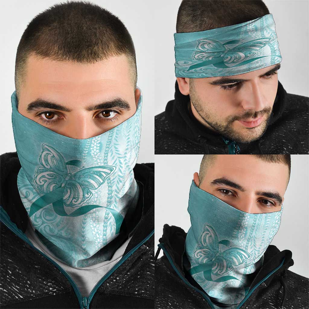 PTSD Awareness Neck Gaiter Maile Pikake Lokelani Crown Flower Lei Inspired