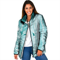 PTSD Awareness Padded Jacket Maile Pikake Lokelani Crown Flower Lei Inspired