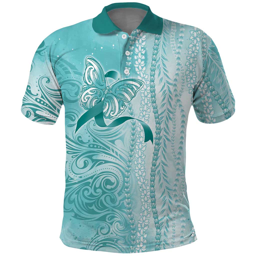 PTSD Awareness Polo Shirt Maile Pikake Lokelani Crown Flower Lei Inspired LT9 Teal - Polynesian Pride