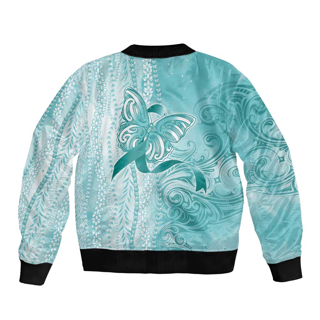 PTSD Awareness Sleeve Zip Bomber Jacket Maile Pikake Lokelani Crown Flower Lei Inspired