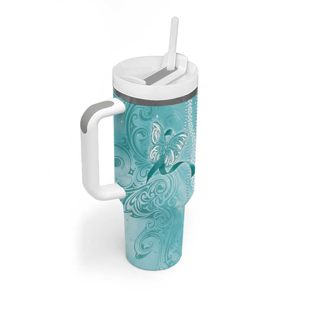 PTSD Awareness Tumbler With Handle Maile Pikake Lokelani Crown Flower Lei Inspired