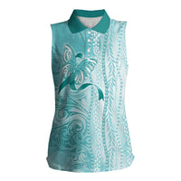 PTSD Awareness Women Sleeveless Polo Shirt Maile Pikake Lokelani Crown Flower Lei Inspired LT9 Female Teal - Polynesian Pride