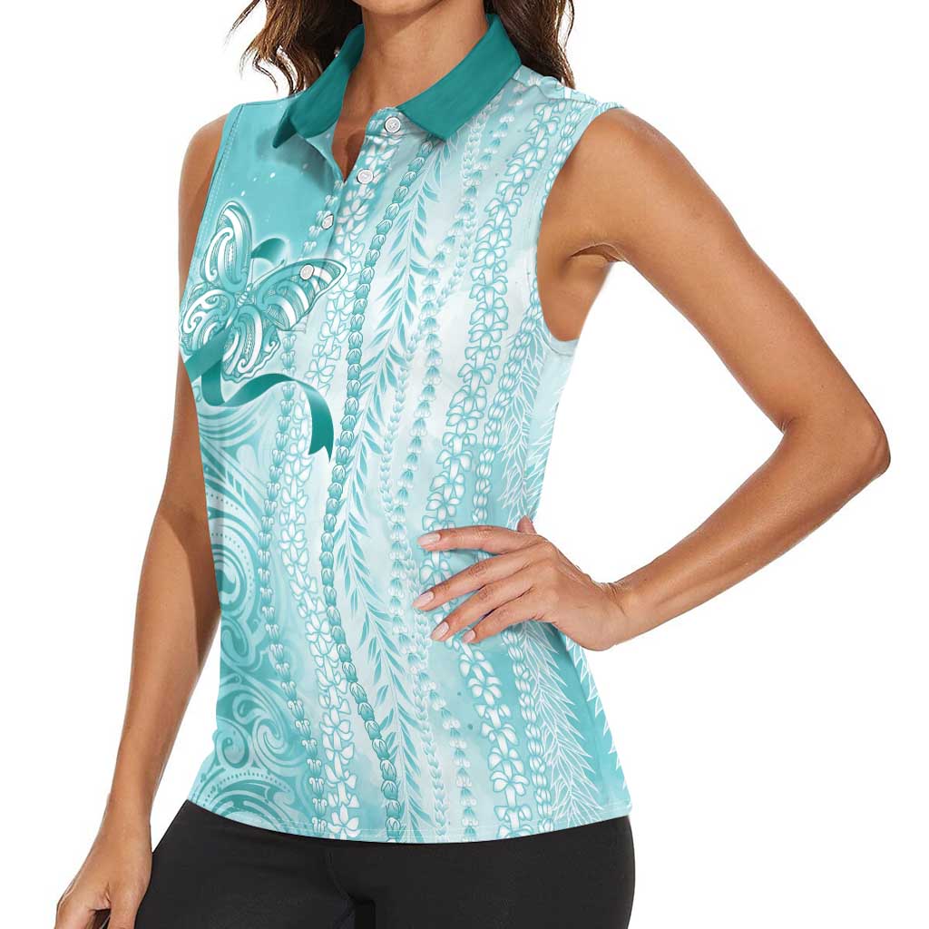 PTSD Awareness Women Sleeveless Polo Shirt Maile Pikake Lokelani Crown Flower Lei Inspired LT9 - Polynesian Pride