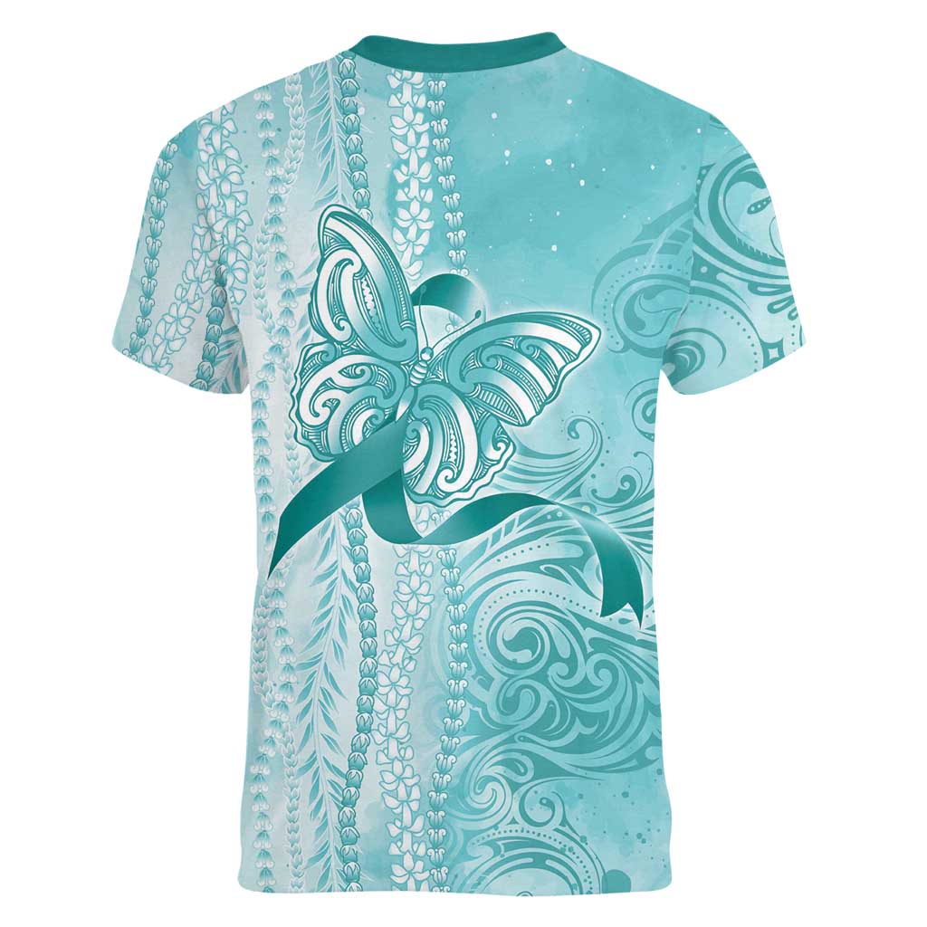 PTSD Awareness Women V-Neck T-Shirt Maile Pikake Lokelani Crown Flower Lei Inspired LT9 - Polynesian Pride