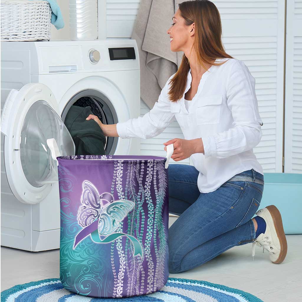 Suicide Prevention Awareness Laundry Basket Maile Pikake Lokelani Crown Flower Lei Inspired